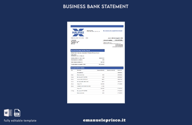 stile verificato Modello di dichiarazione organizzativa della Halifax Bank Model